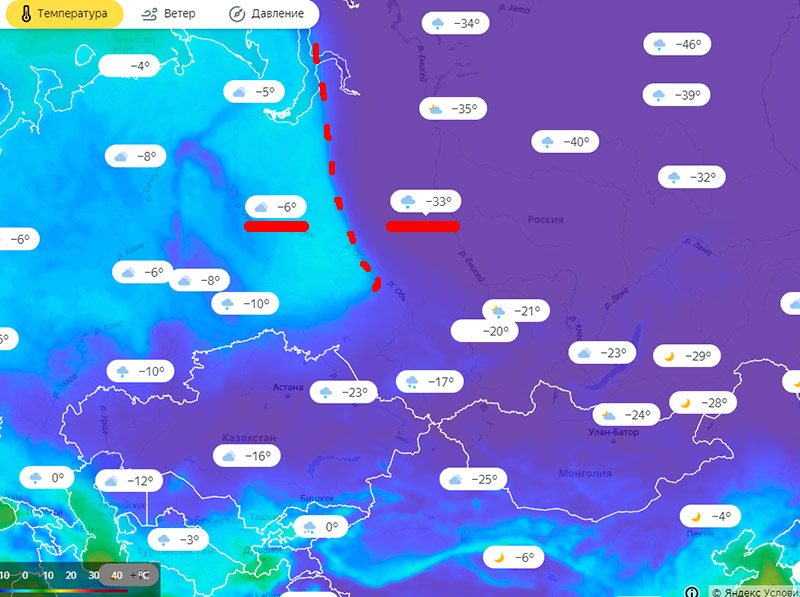 карта погоды на Урале