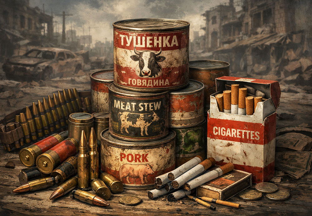 патроны, тушёнка и сигареты