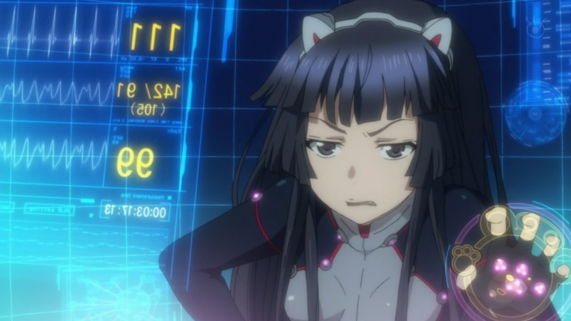Цугуми из аниме Guilty Crown царапает сенсорный голографический экран